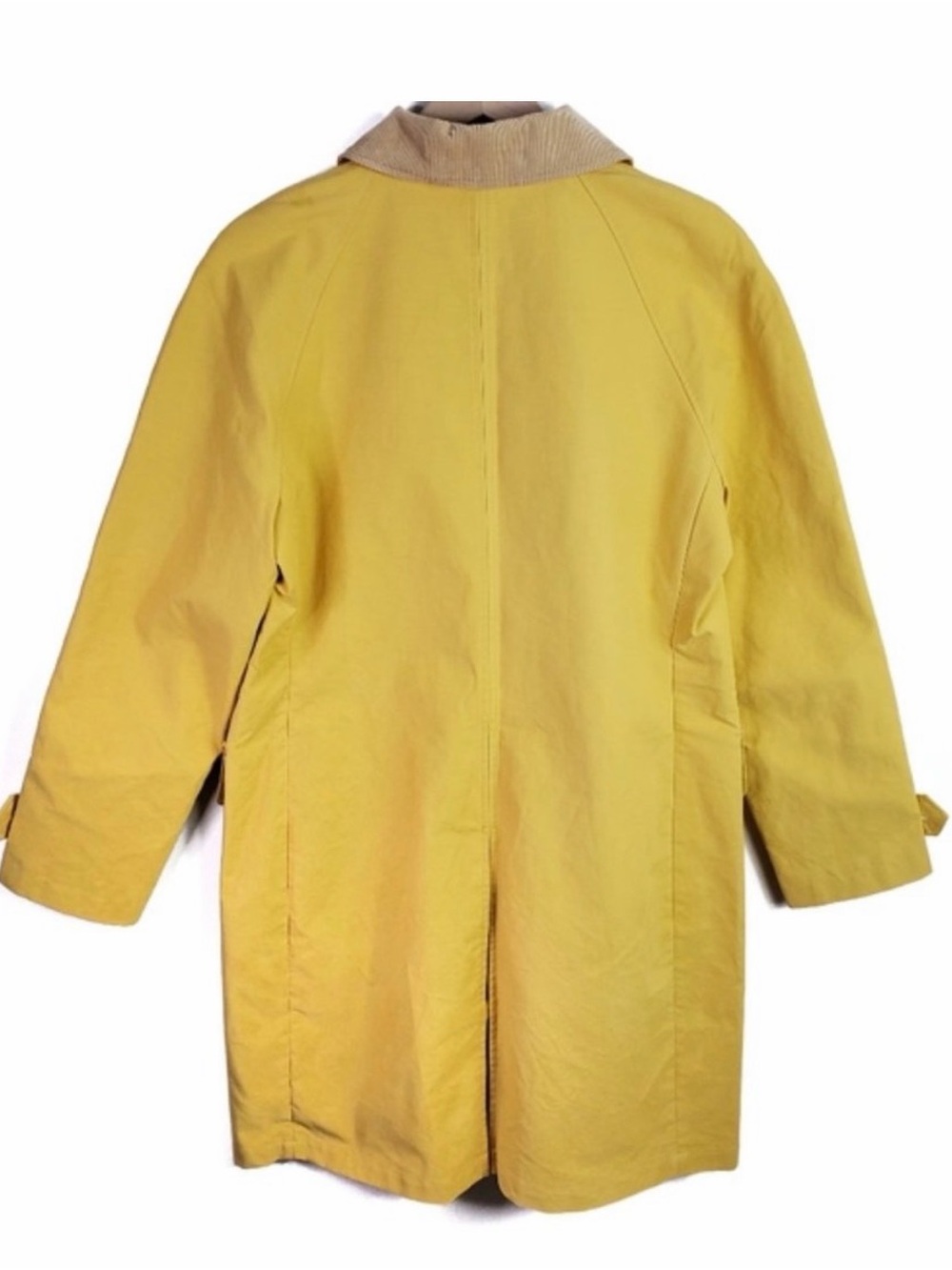 Isaac Mizrahi ~ Trench Coat ~ Bright Yellow ~ Tan Collar ~ Button-Up ~ Sz Med - Picture 3 of 7